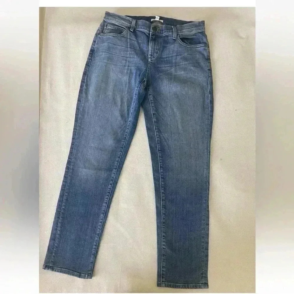Eileen Fisher Womens Size 4 Straight Leg Stretch Denim Blue Ankle Jeans 28x28
